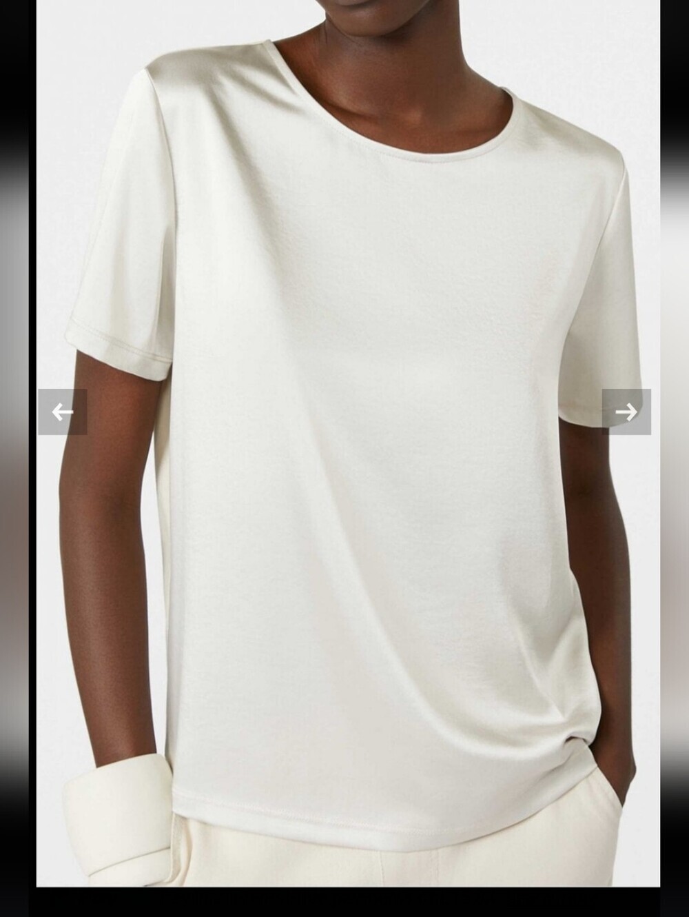 MaxMara Gilbert Cream Short-Sleeve Crewneck Top Size S Two Different Fabrics